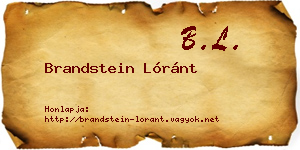 Brandstein Lóránt névjegykártya